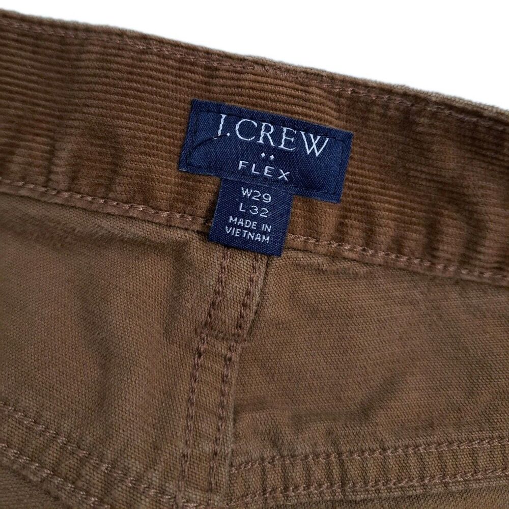 J Crew Mens 29x32 Corduroy Pants Slim Flat Front Straight Leg Brown Khaki - Picture 3 of 8